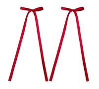 FUXIU 2 Pcs Ribbon Elegant 2000s Style Side Clip Hair Clip Sweet Girls Style Long Bowknot Balletcore