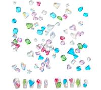 FUXIU 50/100 Pcs Mix Shape Nails Art Charms Pointed Bottom Nail Rhinestones Sparkling Heart Nail Crystals Gems for Party