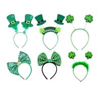 FUXIU Adult Irish Shamrock/Mini Hat Hairband with Sequins Glitter Powder Saint Patricks Day Headband Carnivals Hair Hoop