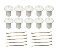 FUXIU Cotton Cord Wicks And Ceramics Holders Set For Flame In Alcohols Oil Lamp 10Piece Suitable For Various Glass Lamp Size