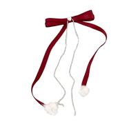 FUXIU Cute Sweet Girly Hair Clip Long Ribbon Y2K Pompoms Bunches Rhinestones Sweet Balletcore Style