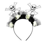 FUXIU Day of the Dead Headpiece Skull Floral Crown Headband Halloween Skeleton Wreath Headband Photo Props Hair Accessories
