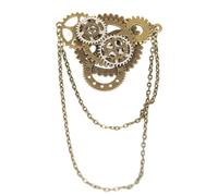 FUXIU Punk Brooch Breastpin Badge Pins Jewelry for Hat Shirt Lapel Vintage Jewelry with Chain Men Shirt Suit Collar