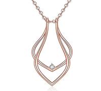 FUXIU Ring Holder Necklace Geometric Shape Necklaces for Women Silver Dainty Engagement Jewelry For Women Girls Ladies Necklace Ring Keeper Necklace (Rose Gold Color)