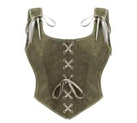 FUXIU Tie Up Corset Top for Women Corset LaceUp Tied Waist Trainer Girdle Teen Girl VictoriaStyle Bustiers Army Green