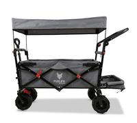 FUXTEC FX-CTB800 Foldable Beach Handcart - Grey - Foldable with Wide Tyres, Roof, Front and Rear Wheel Brake & Interior Extension - Suitable for Children - The Original