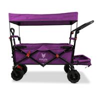 FUXTEC Beach Handcart Foldable FX-CTB800 Purple with Roof - Beach Trolley Foldable | Extra Wide Wheels | Push Handle & Interior Extension | Parking Brake | Hand Trolley/Ladder Cart - The Original