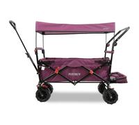 FUXLIFE Beach handcart FX-CTB800 Purple - Foldable trolley for beach & leisure - Padded interior - Sun canopy - Off-road wheels for sand & terrain - Stable & foldable