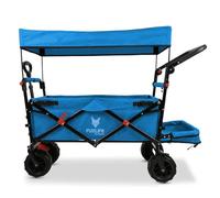 FUXLIFE Beach Handcart FX-CTB800 Turquoise - Foldable trolley for beach & leisure - Padded interior - Sun canopy - Off-road wheels for sand & terrain - Stable & foldable