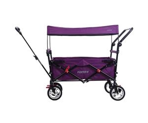FUXLIFE foldable handcart FX-CT700 purple - foldable handcart for excursions & everyday use - padded seat area - with brakes - height-adjustable handle - space-saving folding handcart