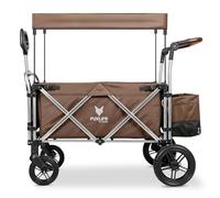 FUXLIFE Folding Wagon FX-CTL900 | Brown | UV Sun Canopy | Suspension Wheels | 75kg Capacity