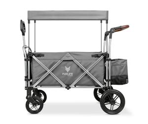 FUXLIFE Folding Wagon FX-CTL900 | Premium Grey | UV Sun Canopy | Suspension Wheels | 75kg Capacity
