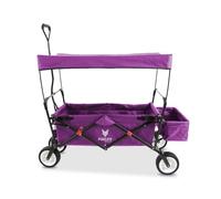 FUXLIFE FX-CT350 | Lightweight Foldable Kids Wagon, 12 kg Folding Wagon with Sun Canopy, Parking Brake, Rear Storage Bag, Compact Utility Cart for Children & Luggage | Purple