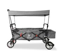 FUXLIFE FX-CT500 | Foldable Kids Wagon with Sun Canopy, Children's Pull Along Wagon with Padded Seat, Heavy Duty Folding Wagon, Compact Utility Cart with Rear Pocket | Grey