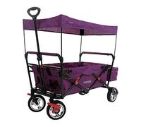 FUXLIFE FX-CT500 | Foldable Kids Wagon with Sun Canopy, Children's Pull Along Wagon with Padded Seat, Heavy Duty Folding Wagon, Compact Utility Cart with Rear Pocket | Purple