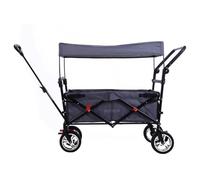 FUXLIFE FX-CT700 | Foldable Wagon with Brakes & Seat, Heavy Duty Folding Garden Cart, Height-Adjustable Handle, Compact Utility Wagon for Camping, Beach, Shopping, Festivals & Outdoor Use | Grey