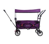 FUXTEC Folding Wagon for Kids to Sit In - Hand Cart, Garden Trolley, Stroller, Outdoor Transport, Fishing, Hiking, Removable Canopy, Push Handle/Pull Rod, Dual Brake System - CT700 Purple