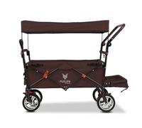 FUXLIFE FX-CT800 | Comfort Foldable Kids Wagon with Sun Canopy, Heavy Duty Folding Wagon with Extended Padded Seat, Robust All-Terrain Wheels, Compact Utility Cart | Brown