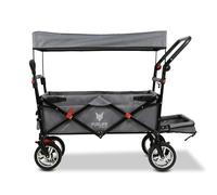 FUXTEC Folding Wagon for Kids to Sit In - CT800 Hand Cart, Trolley with Roof, Front & Rear Wheel Brakes, Solid Rubber Tires, Hanger, Interior Extension for Extra Legroom, Suitable for Children