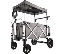 Fuxtec CTL900 Wagon for Kids to Sit In - Folding Stroller Wagon for 2 Kids, Push Pull Cart with 5-Point Harness, Adjustable Handle, Durable & Portable, 4-Wheel Bollerwagen, GREY, Multiple Colors.