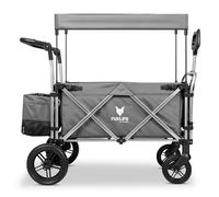 Fuxtec CTL900 Wagon for Kids to Sit In - Folding Stroller Wagon for 2 Kids, Push Pull Cart with 5-Point Harness, Adjustable Handle, Durable & Portable, 4-Wheel Bollerwagen, GREY, Multiple Colors.
