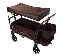 FUXTEC CT850 Folding Stroller Wagon with Removable Canopy and Adjustable Handle | Brown