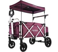 FUXTEC CTL900 Purple Folding Stroller Wagon for Kids to Sit In - 2-Seater Push-Pull Wagon with 5-Point Harness, Adjustable Handle & All-Terrain 4-Wheel Design