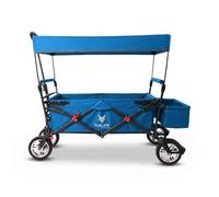 FUXTEC Foldable Handcart FX-CT500 | Blue | Folding Wagon with UV Sun Canopy | Padded Interior | Rear Storage Pocket | 75kg Capacity