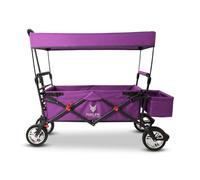 FUXLIFE FX-CT500 | Foldable Kids Wagon with Sun Canopy, Children's Pull Along Wagon with Padded Seat, Heavy Duty Folding Wagon, Compact Utility Cart with Rear Pocket | Purple