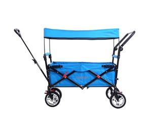 FUXTEC Foldable Handcart FX-CT700 | Blue | Premium Folding Wagon with UV Sun Canopy | Height-Adjustable Telescopic Handle | 75kg Capacity