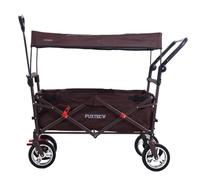 FUXTEC Foldable Handcart FX-CT700 | Brown | Premium Folding Wagon with UV Sun Canopy | Height-Adjustable Telescopic Handle | 75kg Capacity