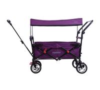 FUXTEC Folding Wagon for Kids to Sit In - Hand Cart, Garden Trolley, Stroller, Outdoor Transport, Fishing, Hiking, Removable Canopy, Push Handle/Pull Rod, Dual Brake System - CT700 Purple