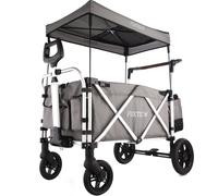 Fuxtec CTL900 Wagon for Kids to Sit In - Folding Stroller Wagon for 2 Kids, Push Pull Cart with 5-Point Harness, Adjustable Handle, Durable & Portable, 4-Wheel Bollerwagen, GREY, Multiple Colors.