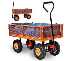 FUXTEC tool trolley FX-GW350 with a maximum load capacity of 350 kg, with hinged side walls, ideal as a garden trolley for your tools, incl. large pneumatic wheels