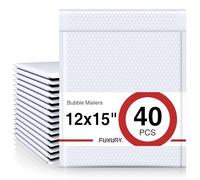 Fuxury Bubble Mailers 12x15 White Padded Envelopes 40 Pack Large Bubble Mailer Strong Adhesion Padded Mailer,Self-Seal Envelope for Mailing Small Business,Magazine, Clothing.