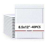 Fuxury White Bubble Mailers 8.5x12” 40 Pack Opaque Padded Envelopes Usable Size 8.5x11 Waterproof Bubble Envelopes Thick Padded Mailers for Small Business Mailing Books Clothes