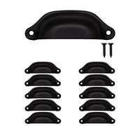 Fuxxer® 10 x Antique Drawer Handles, Shells, Retro Design, 98 x 32 mm, Black