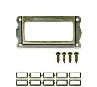 Fuxxer - 10x Label Window Antique Design | Antique Brass Bronze | For Apothecary Cabinet, File Drawers, Kitchen | 64 x 32 mm, Pack of 10