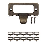 Fuxxer 10x Label Window Handles, Apothecary Cabinets, File Box, Antique Bronze Design, 47 x 34 mm