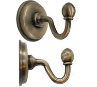 Fuxxer 2 x Antique Brass & Iron Towel Hooks, Wall Hooks, Bronze, 48 x 59 mm, Set of 2