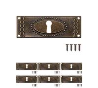 Fuxxer® 6 x Antique Key Signs, Lock Rosettes, Vintage Brass, 24 x 73 mm