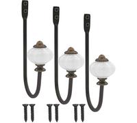 Fuxxer® Antique Coat Hooks Towel Hooks Ceramic & Brass Design Set of 3