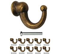 FUXXER® - Antique coat hooks, towel hooks, clothes hooks, iron hooks, brass bronze design, vintage country house, retro, 29 x 20 mm, set of 10