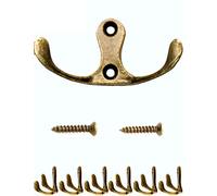 Fuxxer - antique double hooks | for coats, towels, clothes | cast iron, brass bronze design | vintage country cottage retro | set of 6