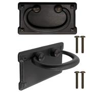 Fuxxer® Antique Drawers Iron Handles Foldable for Slider Cupboard Doors Chest etc. Vintage Country House Retro Black Bronze Design, 95 mm x 52 mm, Set of 2