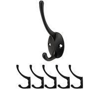 Fuxxer Antique Hook for Coats / Towels / Clothes / Hats, Cast Iron Vintage Cottage Retro Design, Bronze Colour, Set of 5 in black