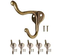 Fuxxer antique hook for coats, towels, clothes, hats, cast iron vintage cottage retro design, bronze colour, set of 5