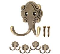 Fuxxer® antique style double coat hooks, cast iron in bronze look, set of 4