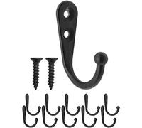 Fuxxer® Classic Metal Hooks, Towel Hooks, Picture Hooks, Iron Hooks, Wall Hooks, Black Design, Vintage 32x21mm, Set of 10, Black