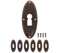 Fuxxer Key Plates, 6 pcs, Antique, Vintage Brass, Art Nouveau Style, Lock Fittings, Set of 6, 60 x 24 mm